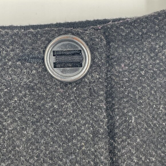 Prana Nicky Charcoal Grey Tweed Wool True Wrap Buttoned Mini Skirt Women's 10 - Picture 4 of 7